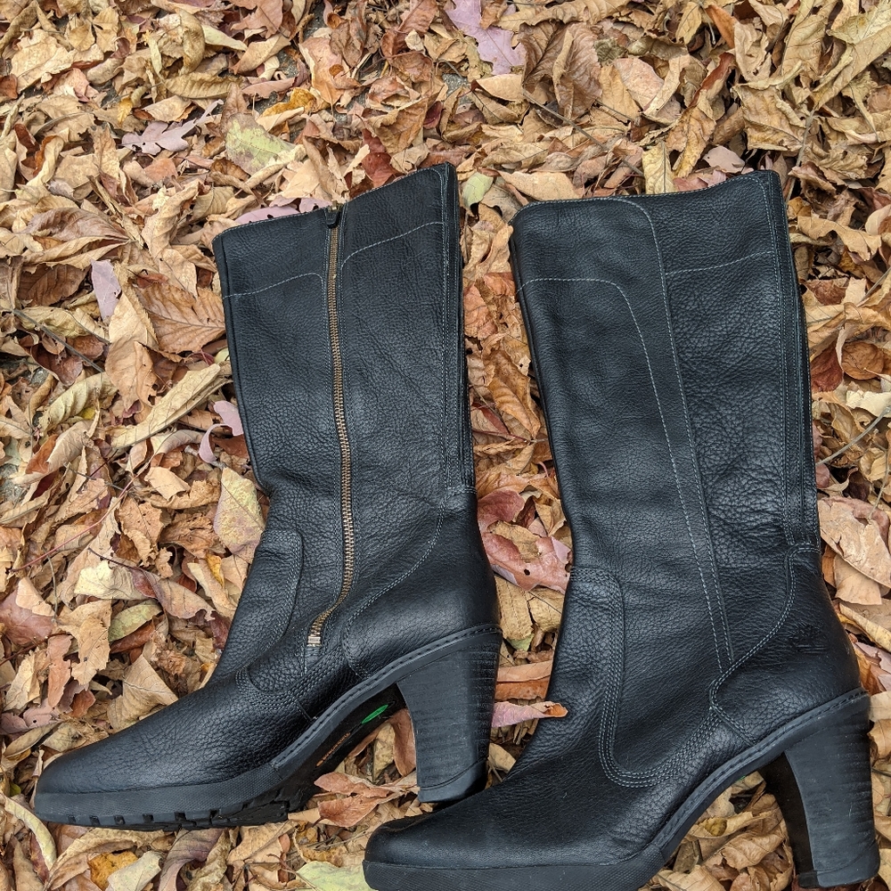 Women's Timberland Black Leather Tall Heeled Boots